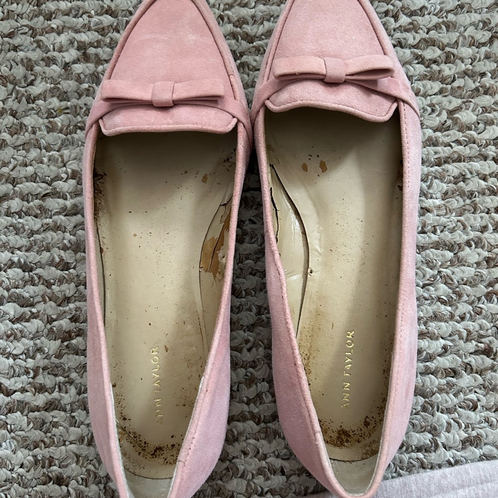 Ann Taylor Pink Bow Flats